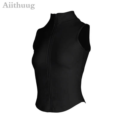 Women's Sleeveless Zip-Up Athletic Sweat Vest Jacket - Various Colors