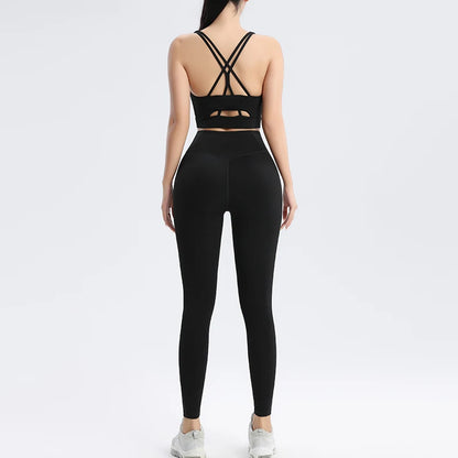 Women's Yoga Bra and Leggings Set - Two-Piece Fitness Outfit for Activewear and Workout