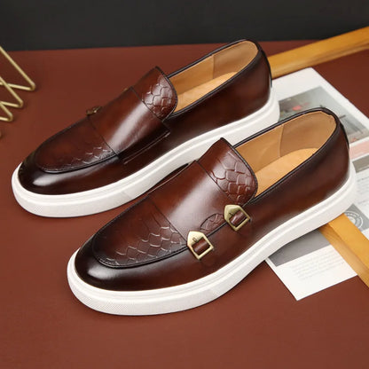 Men's Casual Faux Leather Loafers - Slip-On Dress Shoes for Men