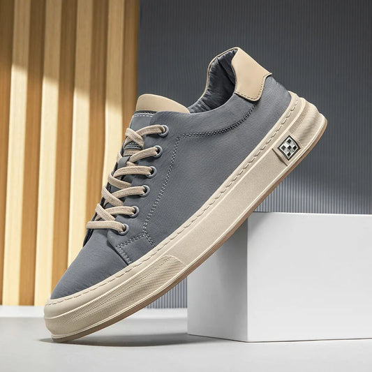 Men's Breathable Canvas Sneakers – Comfortable Lace-Up Casual Shoes