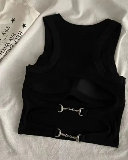 Women’s Casual Backless Sports Tank Top with Built-In Bra Pad