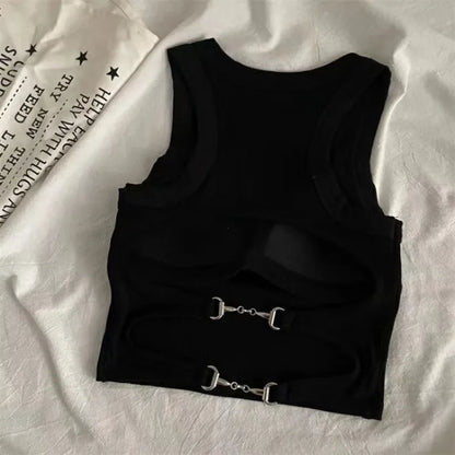 Women’s Casual Backless Sports Tank Top with Built-In Bra Pad