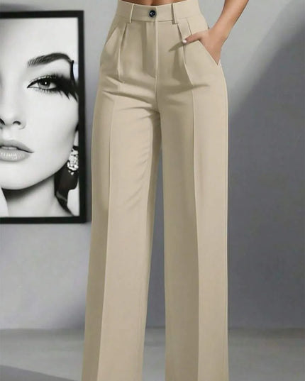 High-Waisted Straight Leg Pants for Women with Button Fly