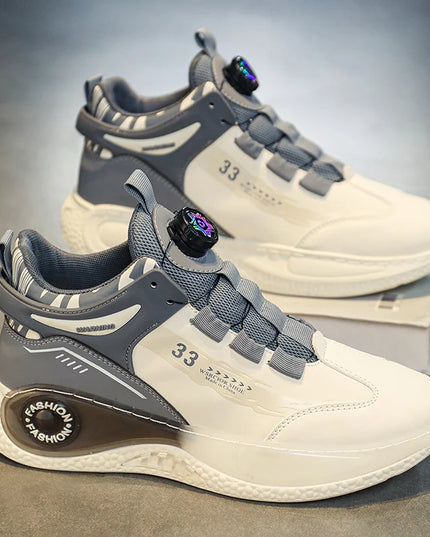 Men's Durable Sneakers with Rotating Tightening Disc – Non-Slip Lace-Up Athletic Shoes