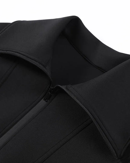 Women's Long Sleeve Zipper Jacket with Turn-Down Collar – Casual and Chic