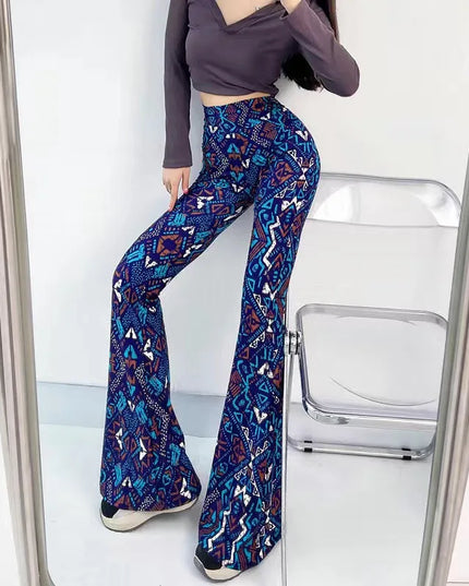 Women's Slim High Waist Striped Flare Pants