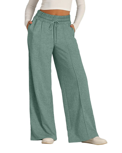 Women's Wide Leg Straight Pants with Drawstring
