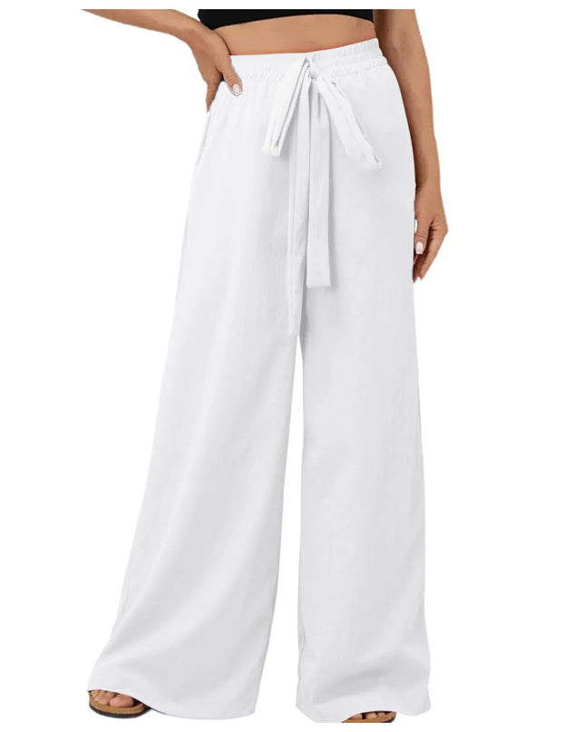 Women's Wide Leg Loose Fit Drawstring Casual Pants