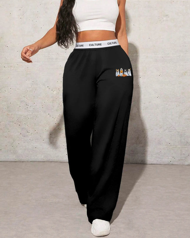 Women's Cartoon Print Loose Wide-Leg Sweatpants