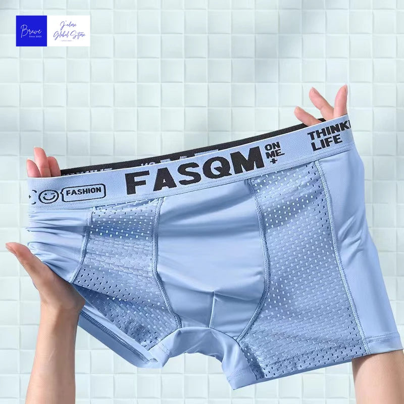 Men's Ice Silk Seamless Boxer Shorts - Antibacterial, Breathable Briefs