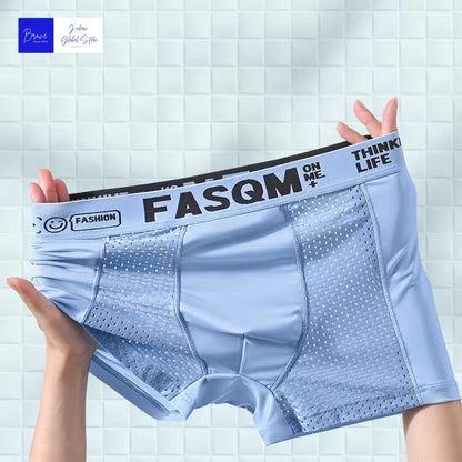 Men's Ice Silk Seamless Boxer Shorts - Antibacterial, Breathable Briefs