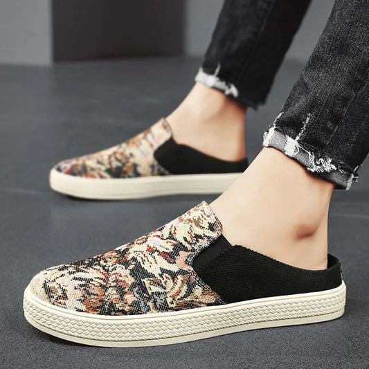 Men's Canvas Slippers – Anti-Slip Soft Sole Half Slippers
