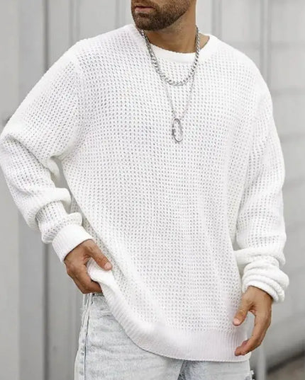 Men's Knitted Loose Fit Hollow-Out Sweater Top
