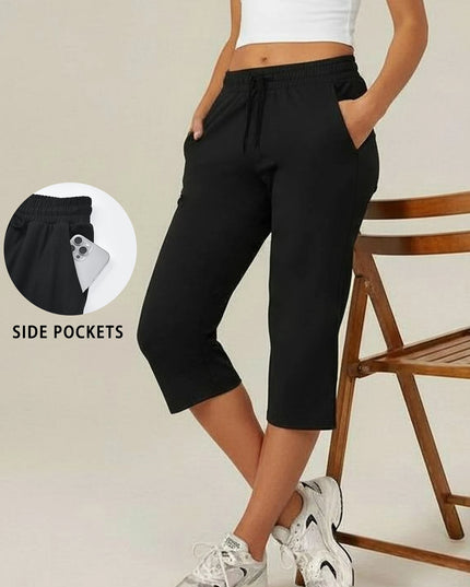 Women's Capri Yoga Pants with Drawstring and Pockets