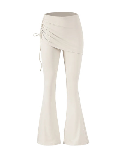 Women's High Waist Flared Sweatpants with Hip Lift Design & Side String Decoration