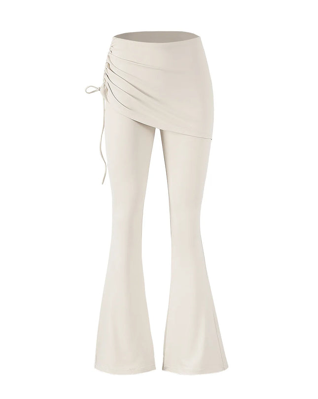 Women's High Waist Flared Sweatpants with Hip Lift Design & Side String Decoration