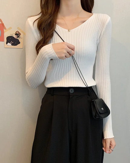Women's V-Neck Slim Fit Sweater