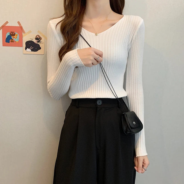 Women's V-Neck Slim Fit Sweater