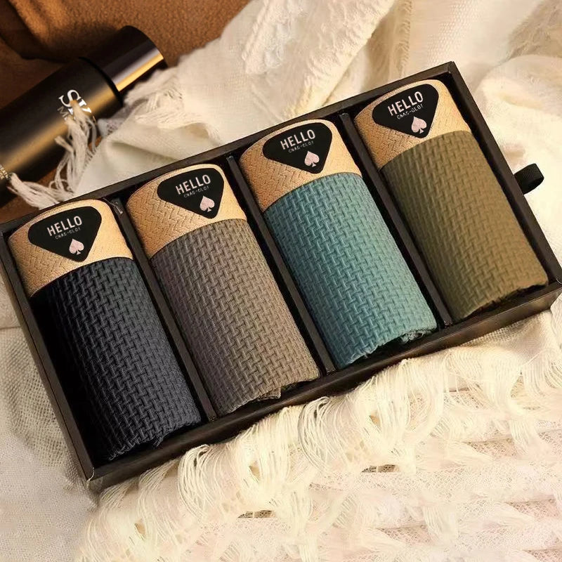 4 Pack Men's Ice Silk Boxer Shorts - Breathable, Cool, Thin Underwear for Men