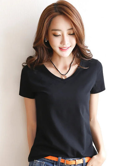 Women's Slim Fit Round and V Neck T-Shirt