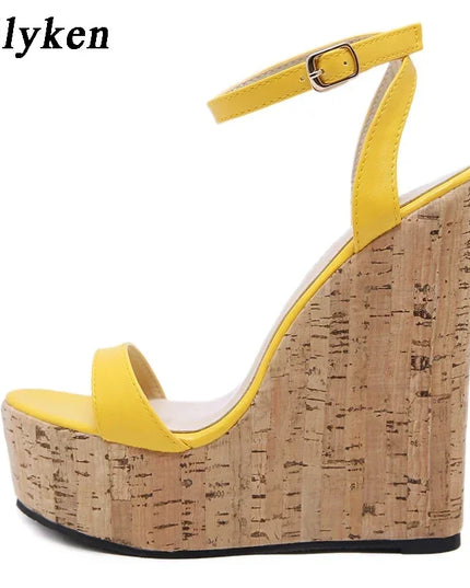 Eilyken Women's Roman Open Toe Platform Wedges with Ankle Buckle Strap High Heels