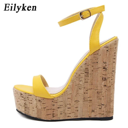 Eilyken Women's Roman Open Toe Platform Wedges with Ankle Buckle Strap High Heels