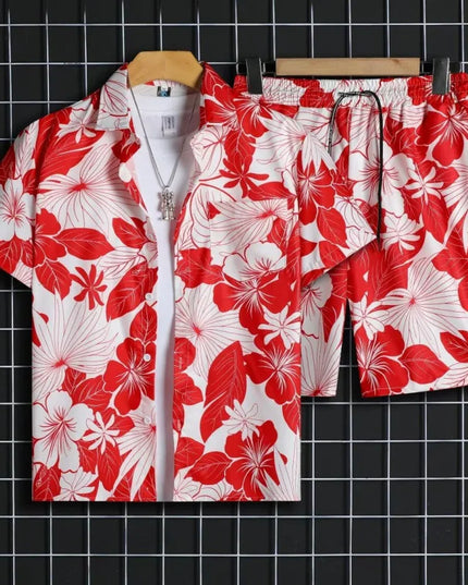 Men's Two-Piece Loose Fit Tie-Dye Striped Shirt and Shorts Set
