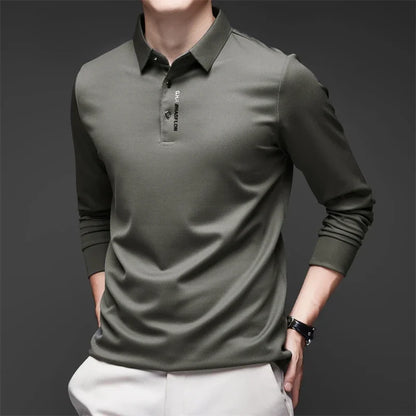 Men's Breathable Casual Long Sleeve Polo Shirt