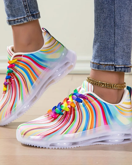 Women's Rainbow Stripe Casual Sneakers