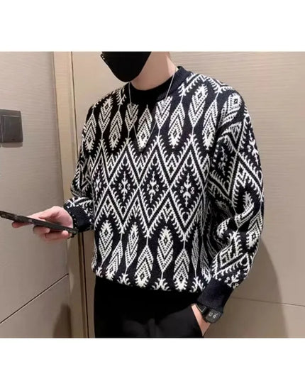 Half Turtleneck Jacquard Sweater for Men