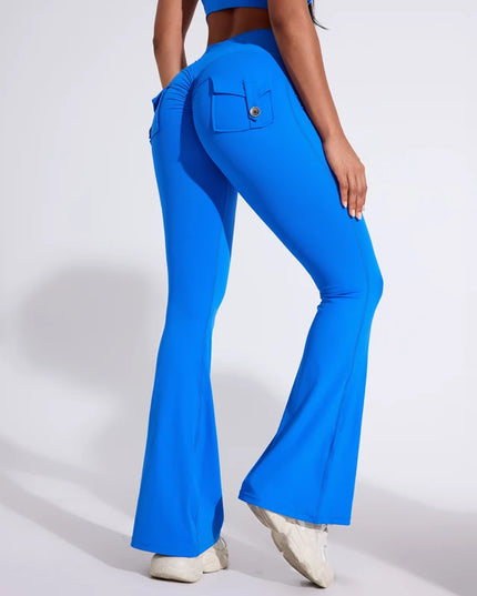 DIAS FIT JOY Women's High-Waisted Pocket Flared Pants | Hip-Lifting, Comfort Fit, Trendy Flared Trousers