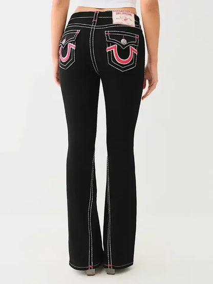 Stylish Women's High-Waisted Embroidered Jeans - Trendy & Comfortable Fit