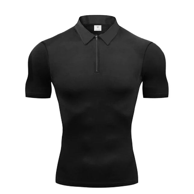 Men's Quick-Dry Compression Short Sleeve Polo T-Shirt