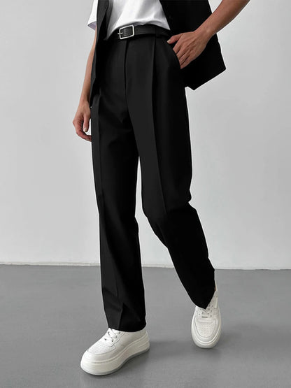 Slim Fit High Waist Straight Leg Women's Trousers