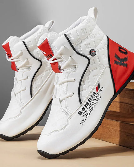 Men’s High-Top Casual Sneakers with Trendy Embossed Design and Shock-Absorbing Comfort