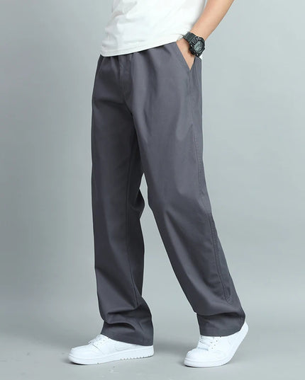 Men's Cotton Loose Fit Straight Leg Casual Trousers