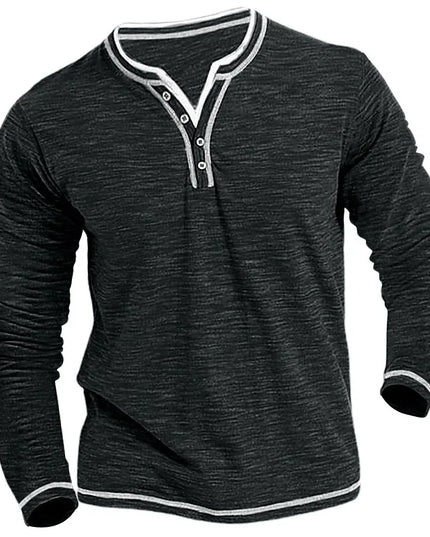 Men's Slim Fit Long Sleeve V-Neck Henley