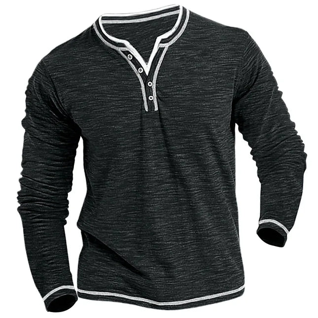 Men's Slim Fit Long Sleeve V-Neck Henley