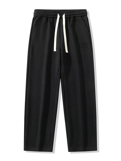 Men's Cotton Wide Leg Sweatpants with Drawstring & Letter Print – Comfortable Straight Fit Joggers
