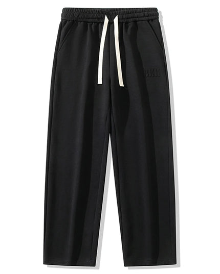 Men's Cotton Wide Leg Sweatpants with Drawstring & Letter Print