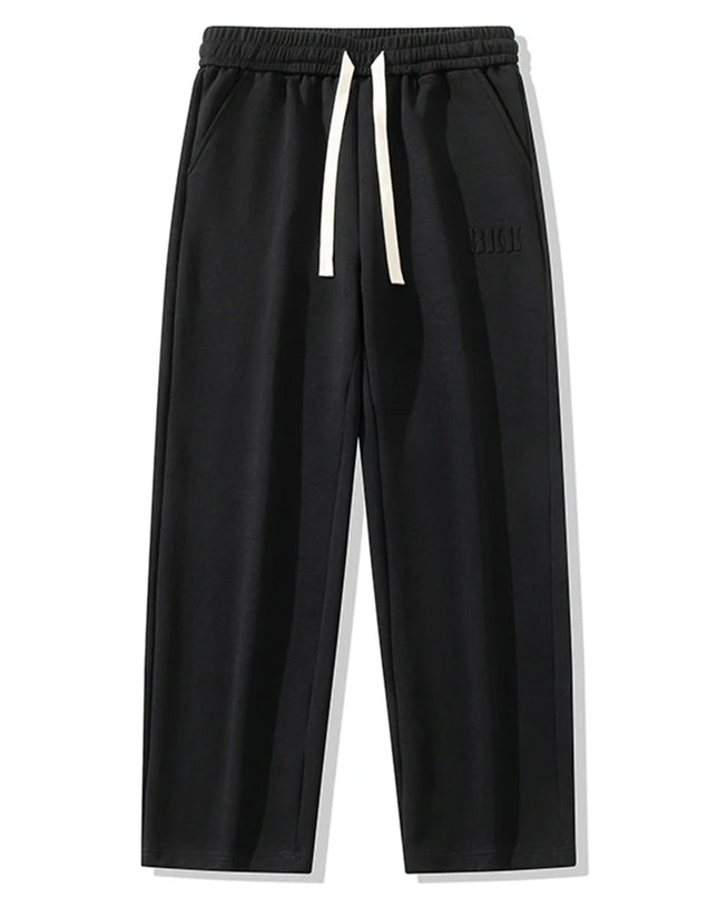 Men's Cotton Wide Leg Sweatpants with Drawstring & Letter Print