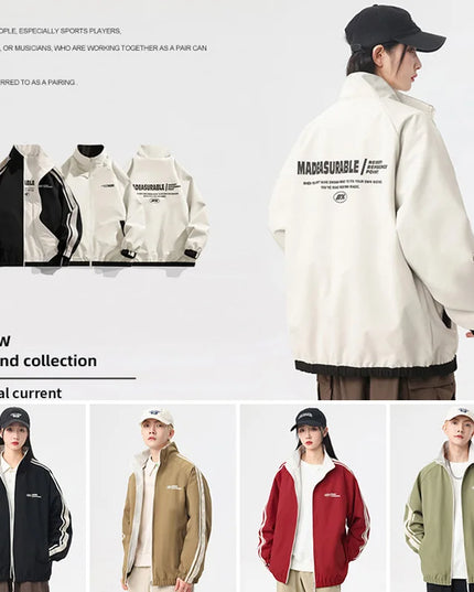 Unisex Reversible Windproof Long Sleeve Jacket - Two-Sided Design