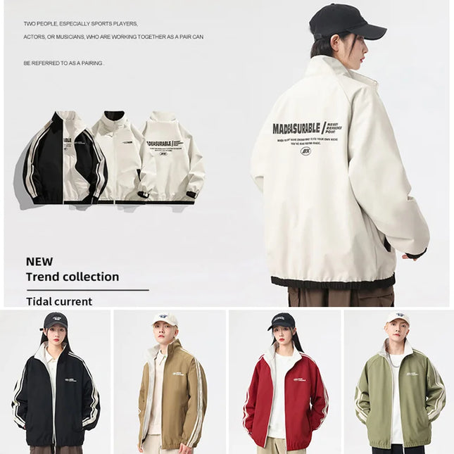 Unisex Reversible Windproof Long Sleeve Jacket - Two-Sided Design