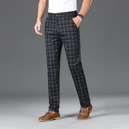 Men's Classic Checkered Straight Casual Pants