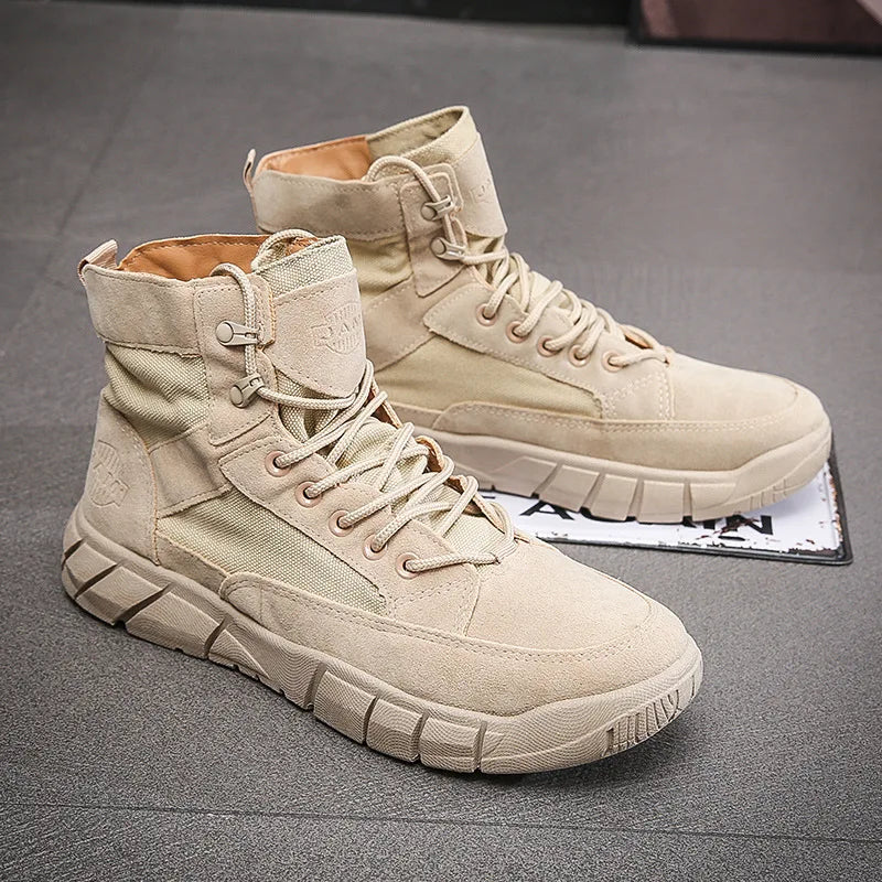 Men's Ankle Boots with Flat Thick Sole