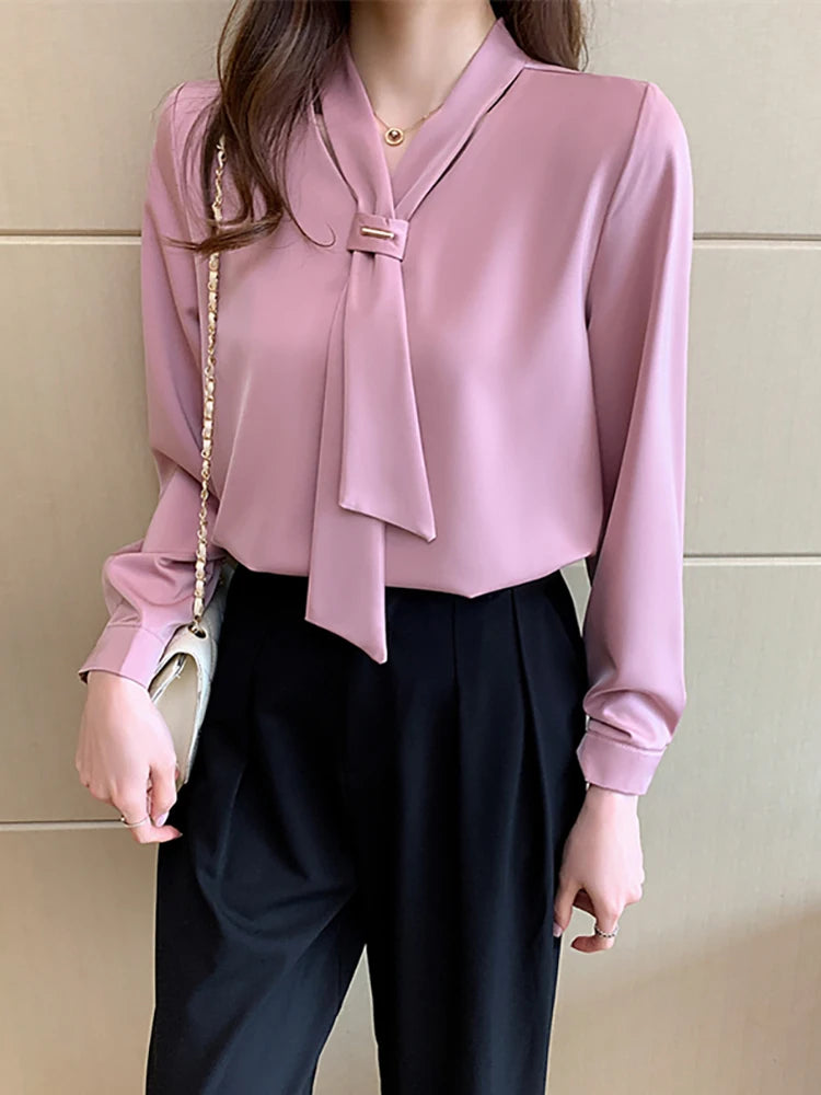 Women's Long Sleeve Chiffon Blouse Shirt