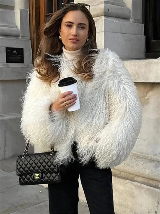 Women's Fluffy Faux Fur Coat & Overcoat – Stylish Warm Winter Outerwear for Women