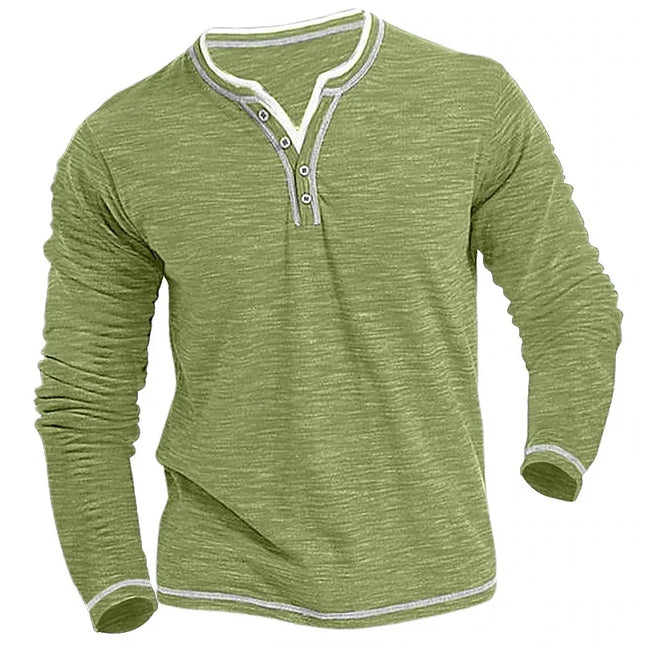 Men's Slim Fit Long Sleeve V-Neck Henley