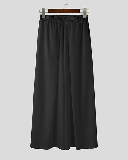 Incerun Men's Casual Wide-Leg Pants with Elastic Waist