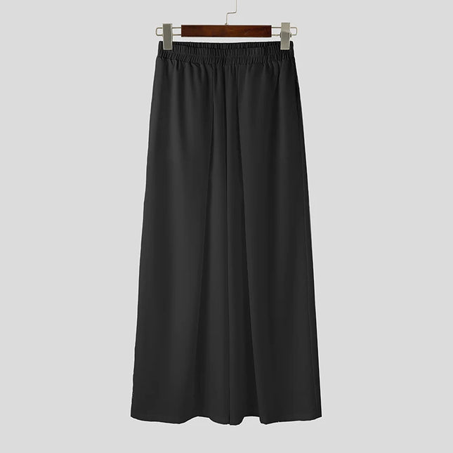 Incerun Men's Casual Wide-Leg Pants with Elastic Waist